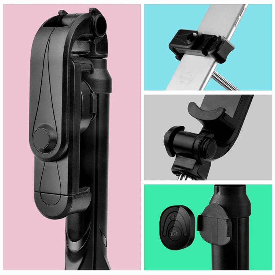 Bluetooth-compatible selfie stick with integrated tripod multi