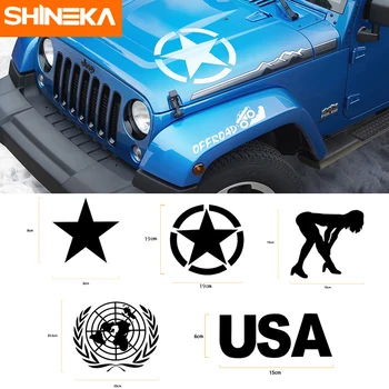 

SHINEKA Car Body PVC Creative Sticker Star USA Girl UN DISCOVERY SAHARA for Jeep wrangler