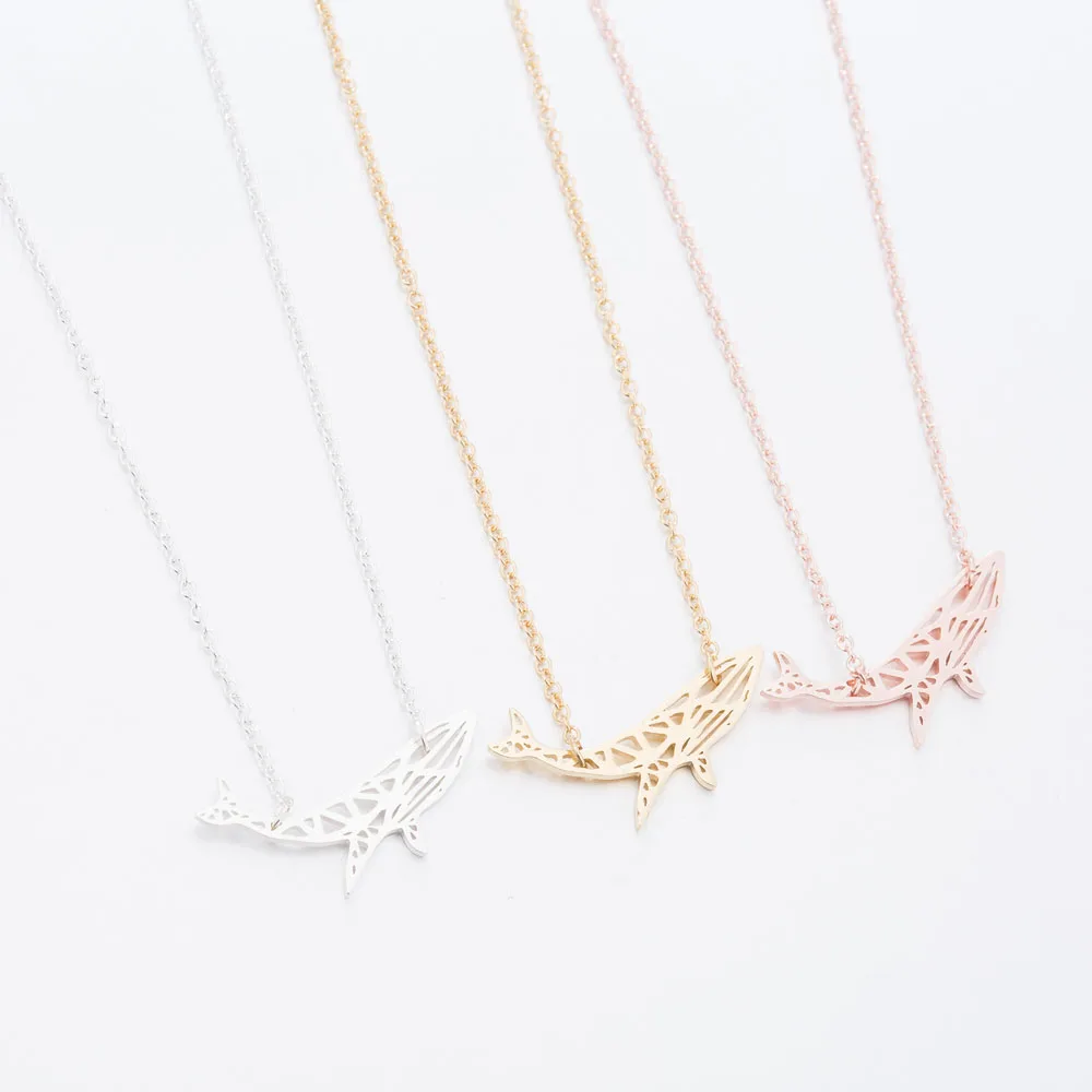 Милое оригами ожерелье с Китом животное серебряные ожерелья рыбками и кулонами