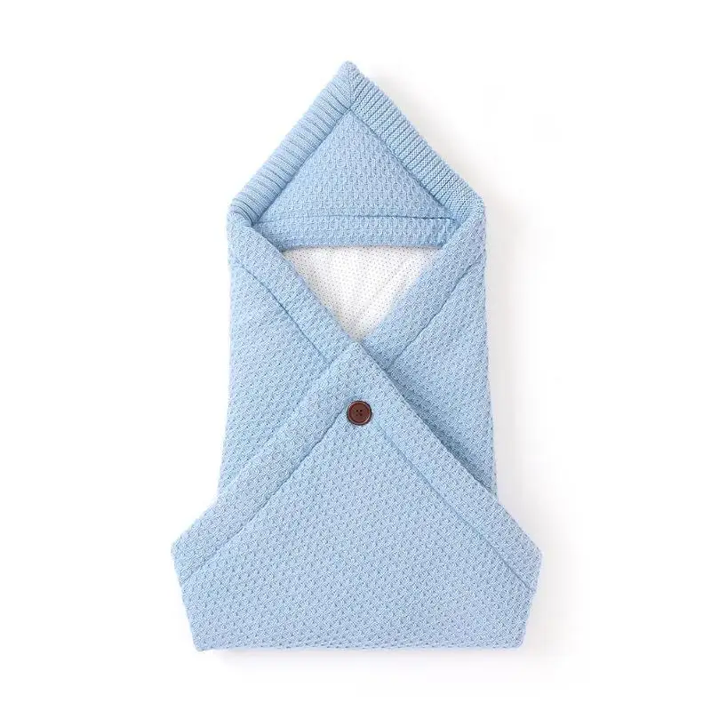 Зимние теплые детские спальные сумки леденцовых цветов вязаный кокон для новорожденных пеленка для новорожденных обертка супер мягкие Infantil Bebes конверты - Цвет: Синий