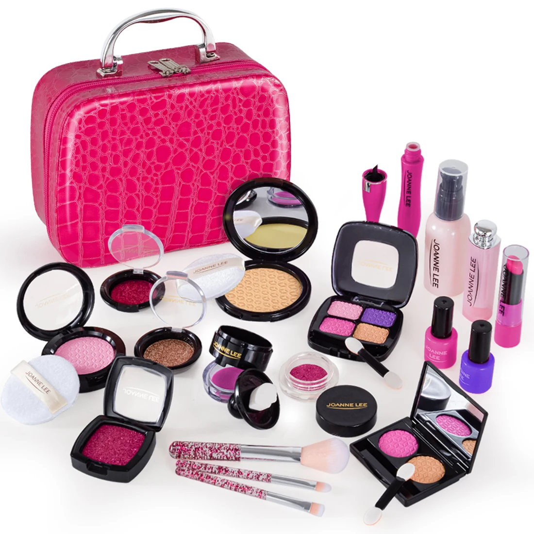 

21Pcs/set Pretend Play Simulation Cosmetic Makeup Handbag Beauty Toys for Girls Gift - Rosy PU Bag