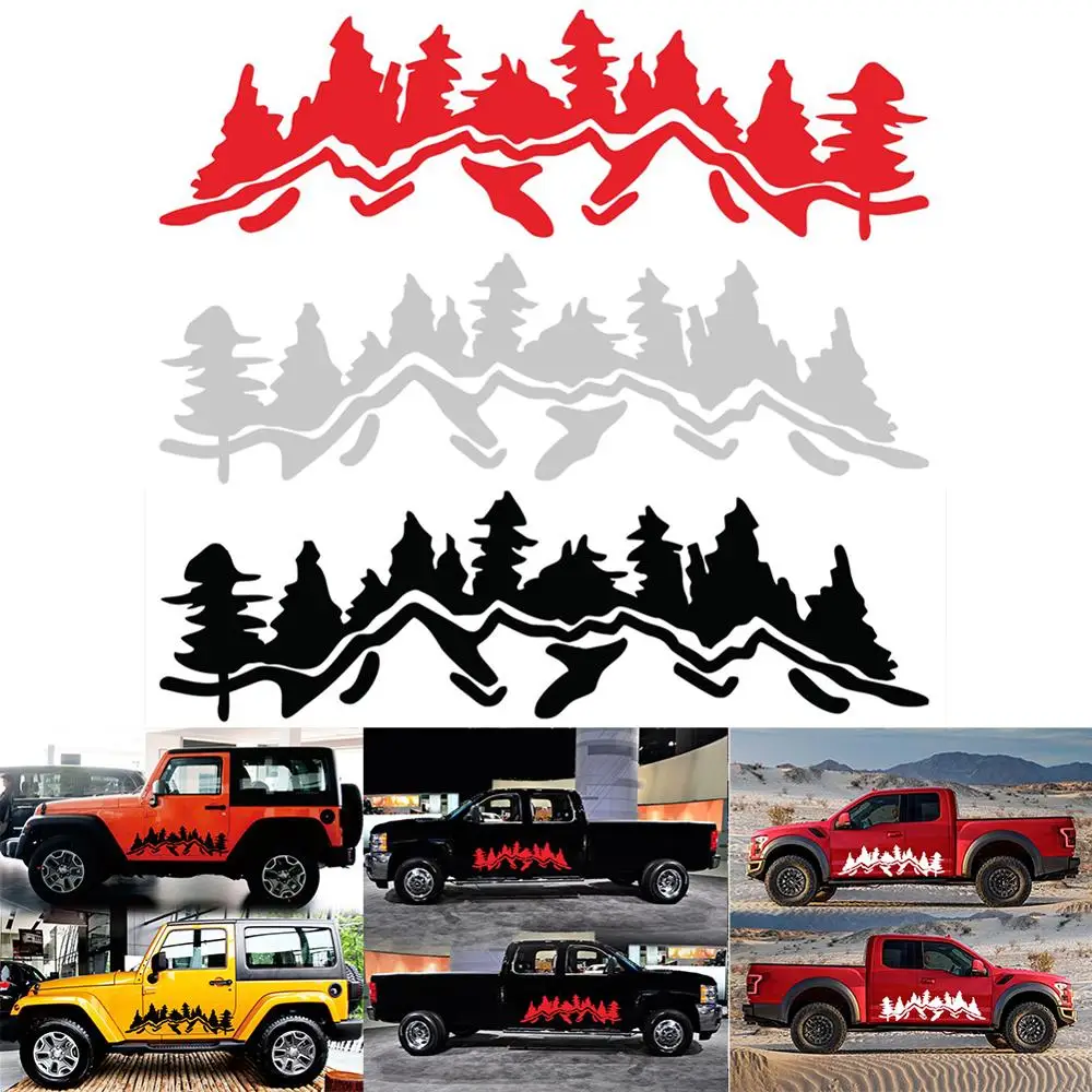 

2PCS Car Pine Forest Vinyl Kit Decals Car Stickers Auto Body Decor Decal Sticker Mountains Coast Graphic Sticker for Auto Door
