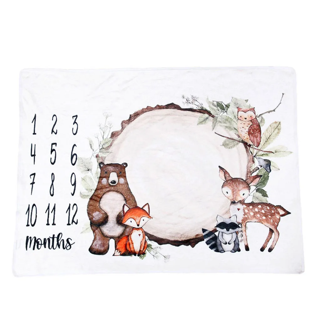 Photography Blanket Milestone Baby Monthly Bath-Crawling Flannel Newborn-Baby Cartoon