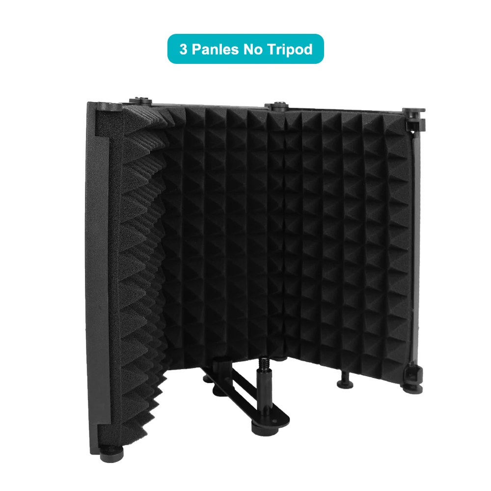 Microphone Isolation Shield with Tripod High Density Foam Wind Screen Foldable Isolation Cover for Microphone Recording bluetooth microphone Microphones