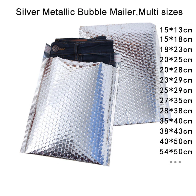 10PCS Silver Metallic Padded Mailer Courier Shipping Envelopes Clothes Shoes Bags Foil Bubble Shipping Envelopes