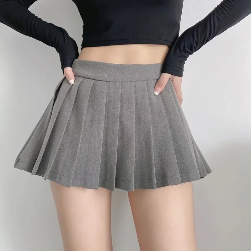 

College style reduced age girl Super pleated skirt Korean version high waisted draped A-line skirt Mini Skirt With Shorts V223