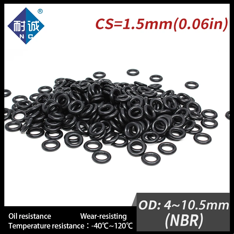 300 개/몫 고무 검정색 NBR CS1.5mm OD4/4.5/5/5.5/6/6.5/7/7.5/8/8.5/9/9.5/10/10.5mm O 링 가스켓 내유성 방수-.-
