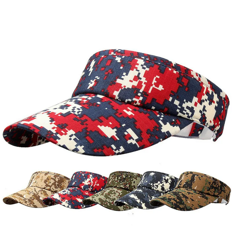 

2019 Outdoor Camouflage Digital Hiking Cap Outdoor Sports Hat Empty Top Visor Cap Military Camo Cap For Men Tactical Hat