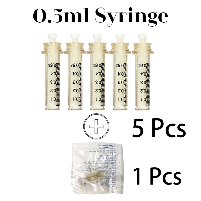 5 syringe 1 needle Гиалуроновая ручка с 3 передачами высокого давления, 0,5 мл, непрерывный инжектор, гиалуроновая ручка для похудения, для заполнения губ, удаления морщин - Цвет: 5 syringe 1 needle