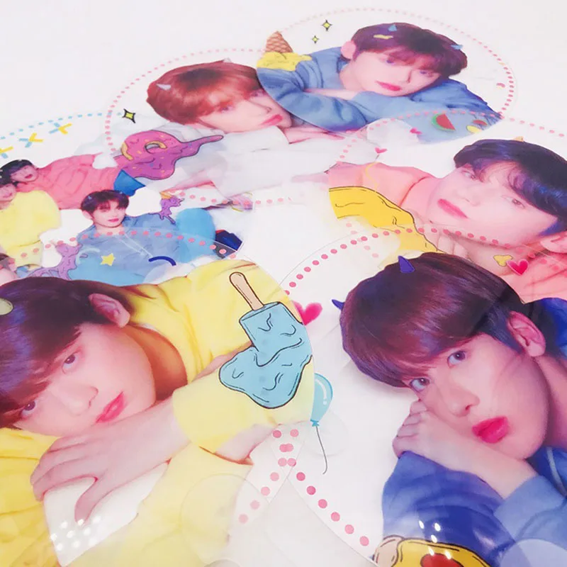 Kpop TXT фото ручной вентилятор Soobin Yeonjun прозрачный ПВХ ручной вентилятор Taehyun Hueningkai летний канцелярский подарок