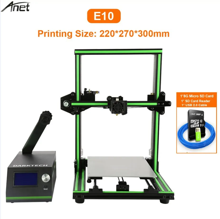 E10 3D Printer Обновленный Anet E10 E12 E16 настольный 3d принтер с ЖК-дисплеем 12864 офлайн печать Низкий уровень шума 3D DIY Набор принтер большой размер печати - Цвет: E10 3D Printer