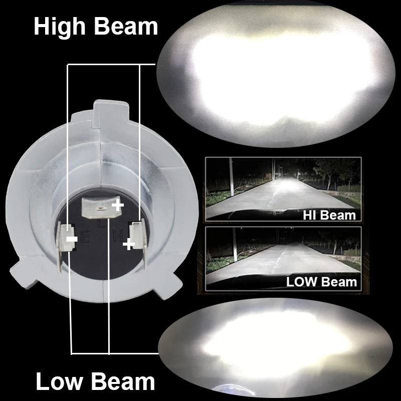 JALN7 H4 9003 LED Headlight Bulb HS1 HB2 12V 24V 60/55W Fighter H4 Led Bulb for Car Motorcycle Headlight CSP Chip 6500K 3000K