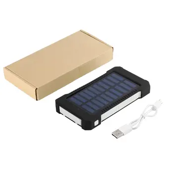 

Portable Dual USB Compact Waterproof Powerful LED Light Solar Power Bank External Battery Charger With Hook For Mobile Phones