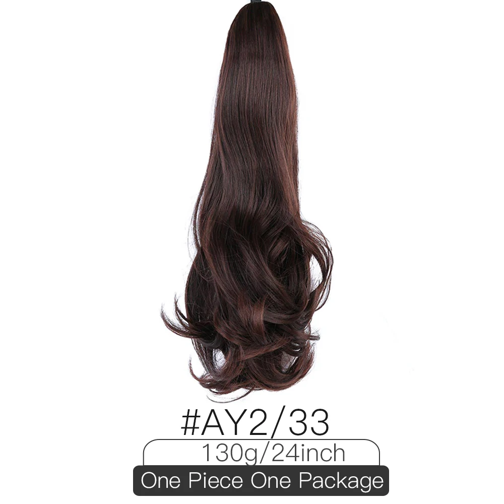 AIYEE 22 дюйма шелковистые прямые синтетические накладные волосы на застежке с завязками для наращивания волос для женщин высокотемпературное волокно - Цвет: 2I33