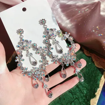 

MWSONYA Trendy Crystal Drop Earrings For Women Luxury Rhinestone Tassel Earrings Temperament Statement Pendientes Jewelry Gift