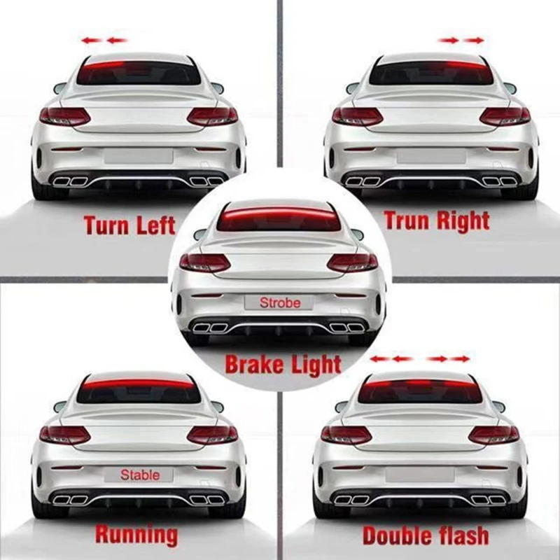 

Car Styling High Rear Stop Lights With Turn Signal Running Light Brake LED Strip H4GC