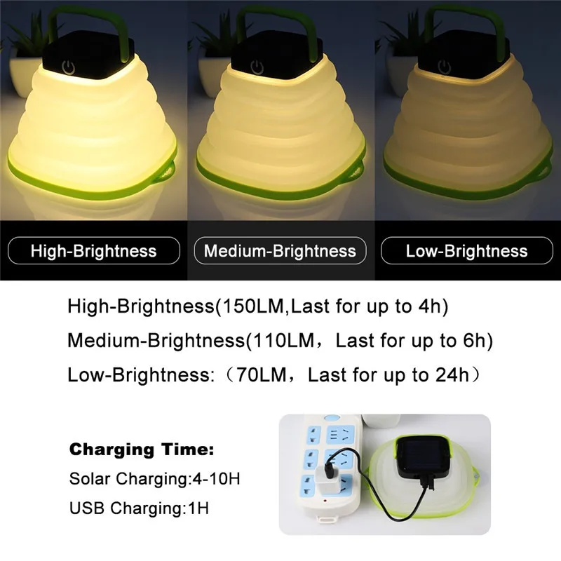 Портативное освещение для кемпинга фонарь на солнечных батареях светодиодный мини брелок-фонарик для палатка Солнечная лампа USB вход складной Водонепроницаемый