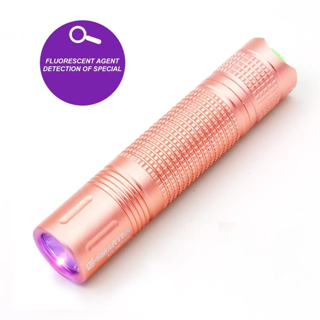 УФ светодиодный светильник-вспышка фиолетовый Ультрафиолетовый 395nm светильник Zoom Scorpion money лампа для обнаружения мочи для домашних животных AA батарея розовое золото светильник-вспышка