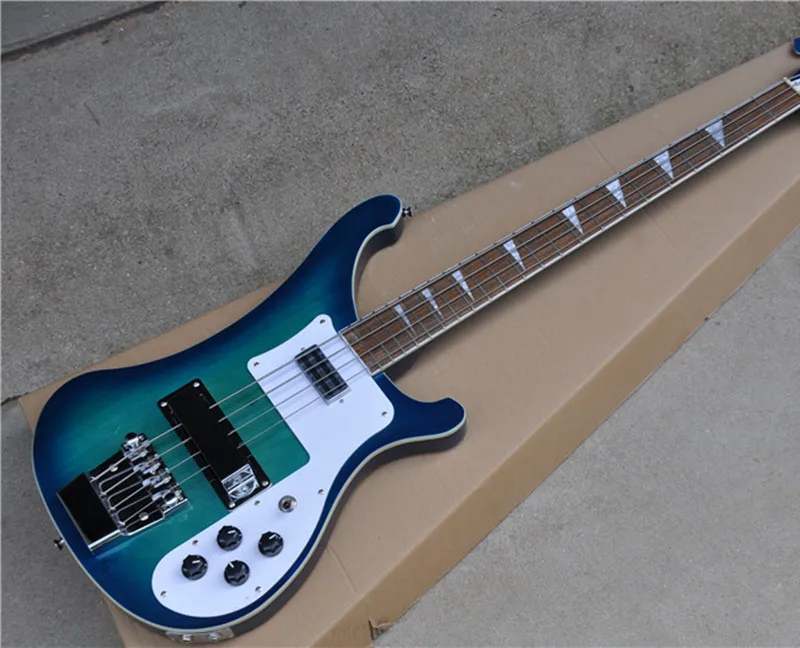 

4-String Bass Guitar,Blue Color Body,Rosewood Fingerboard,Protective Cover,White Binding,can be Customized