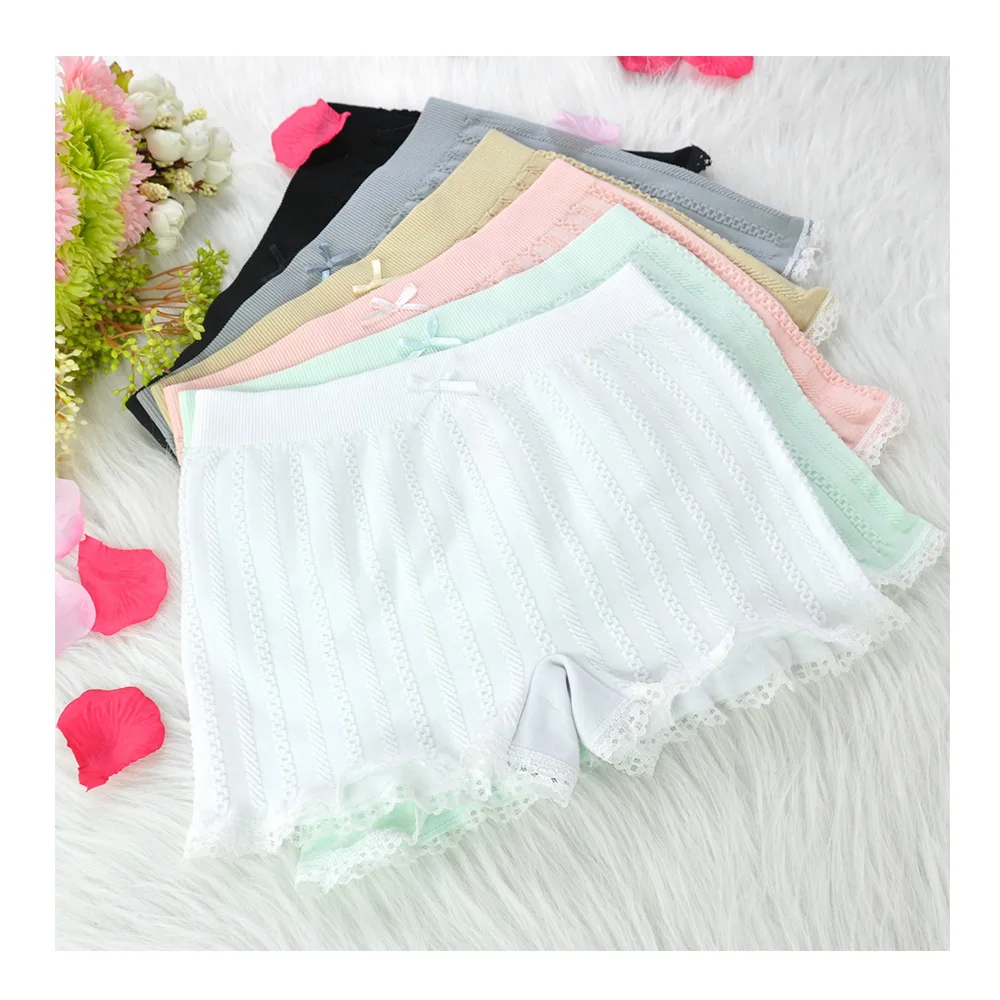 

JIAYAN Women Safety Short Pants Sexy Lace Seamless Underwear Breathable Panties 5pc Summer Slim High Waist Boxer Solid Color