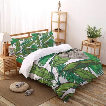 

Leaves Tropical Green Plant Printed Duvet Cover Set 4 Piece Bedding Set Home Textile Customizable