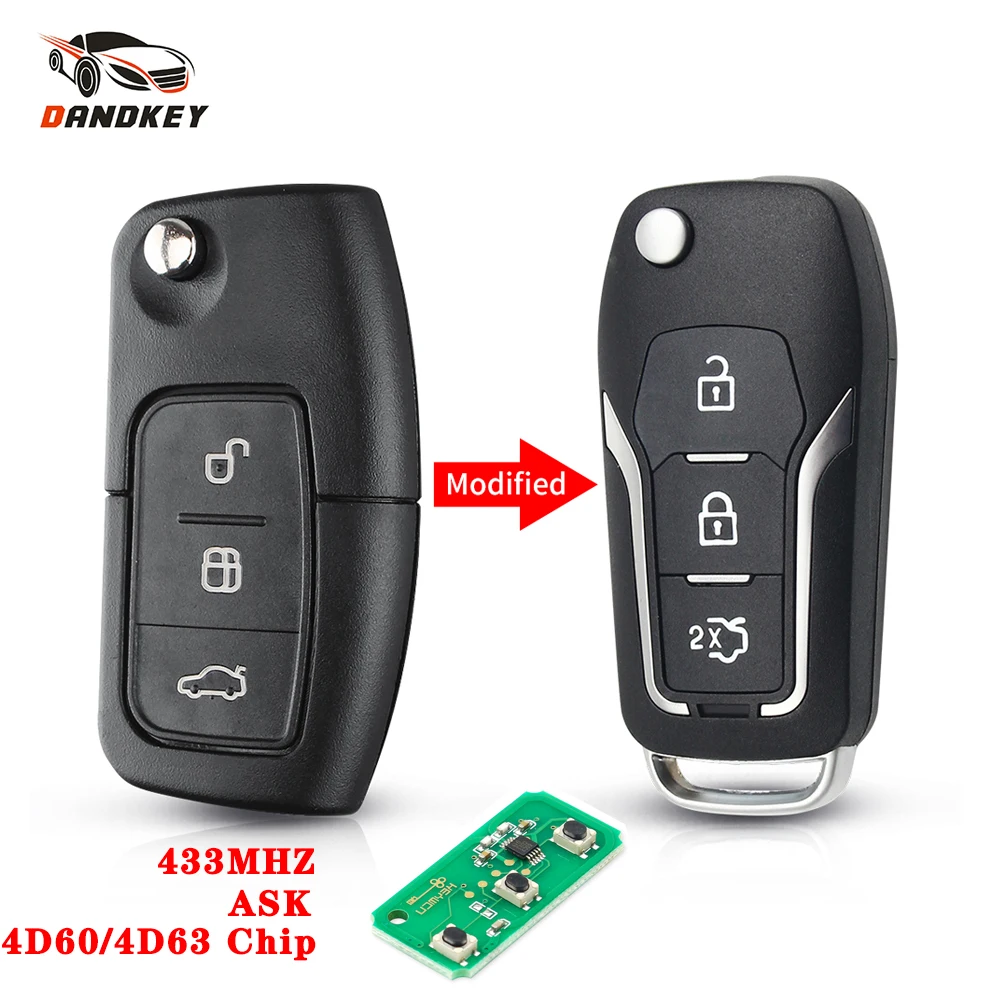 Dandkey 433 МГц Автомобильный Дистанционный ключ для Ford Fusion Focus Mondeo Fiesta Galaxy Fob HU101 Blade