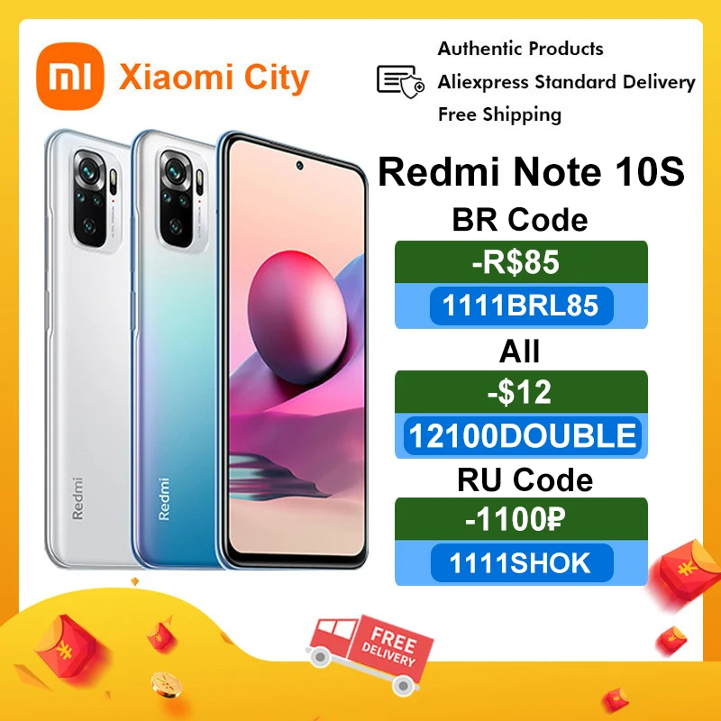 Оригинальный Смартфон Xiaomi Redmi Note 10S телефон с экраном 6 43 дюйма AMOLED 5000 мАч 33 Вт |