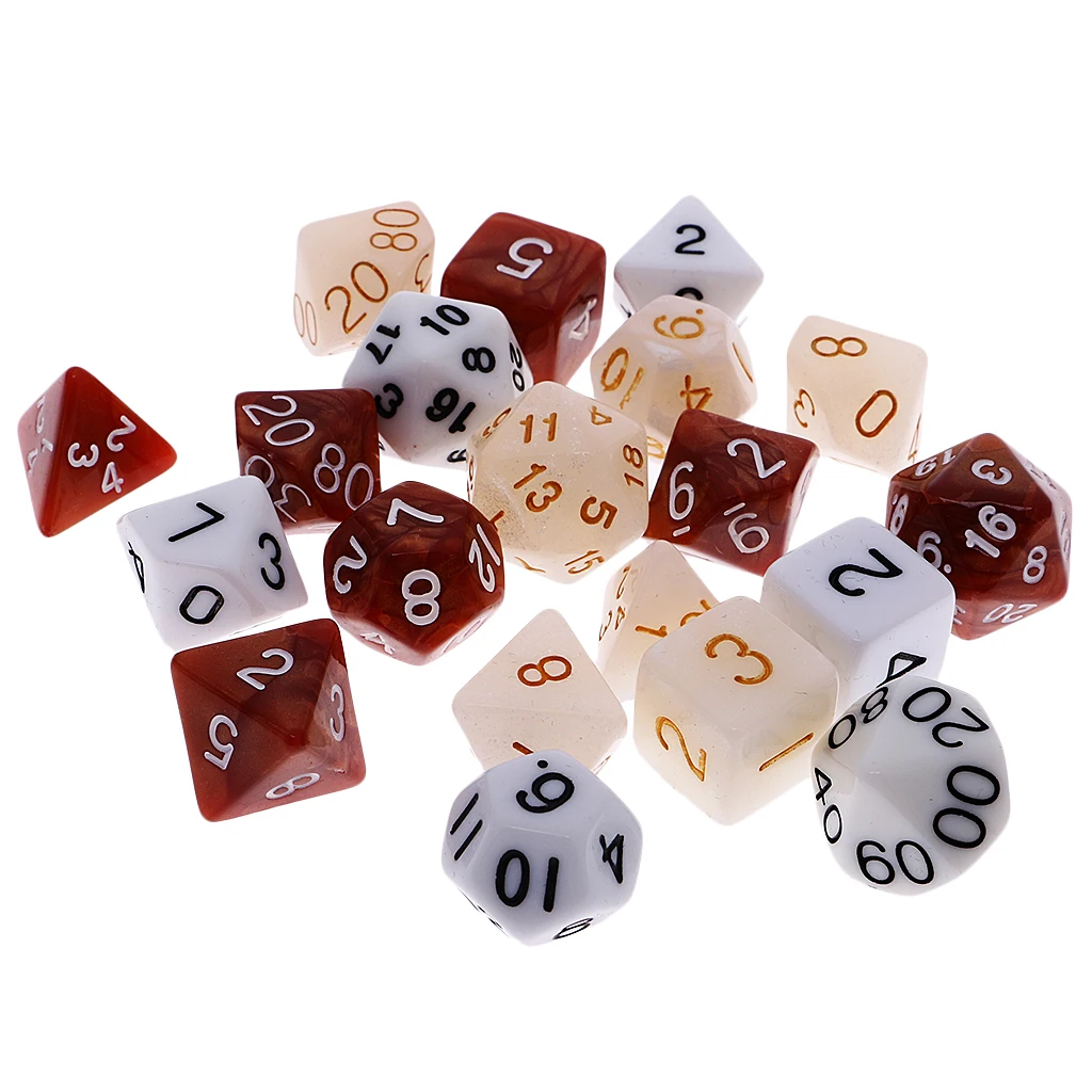 21pcs Set TRPG Dungeons & Dragon D4-D20 Dices Kid Toys Game Accs with Bag