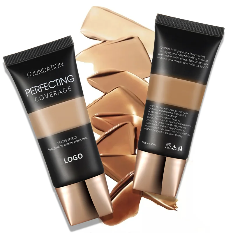 Wholesale Makeup Foundation Full Covrage Private Label Liquid Concealer Waterproof Custom Logo Face Foundations For Dark Skin