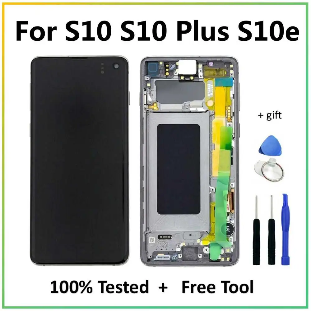 

Original AMOLED For Samsung Galaxy S10 S10e S10 PLUS SM-G970 G973 G975 LCD Display Touch Screen With Frame For S10e S10 PLUSLCD