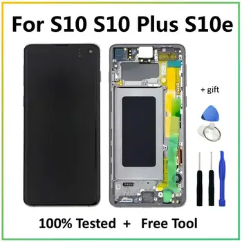 

Original Super AMOLED For Samsung Galaxy S10 S10e S10 PLUS SM-G970 G973 G975 LCD Display Touch Screen Frame For S10e S10 PLUS