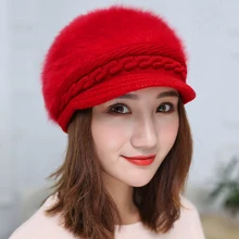 Женская теплая вязаная шапка с ворсом внутри, вязанная крючком шапка, осенне-зимняя шерстяная шапка с полями, однотонная мягкая женская шапка