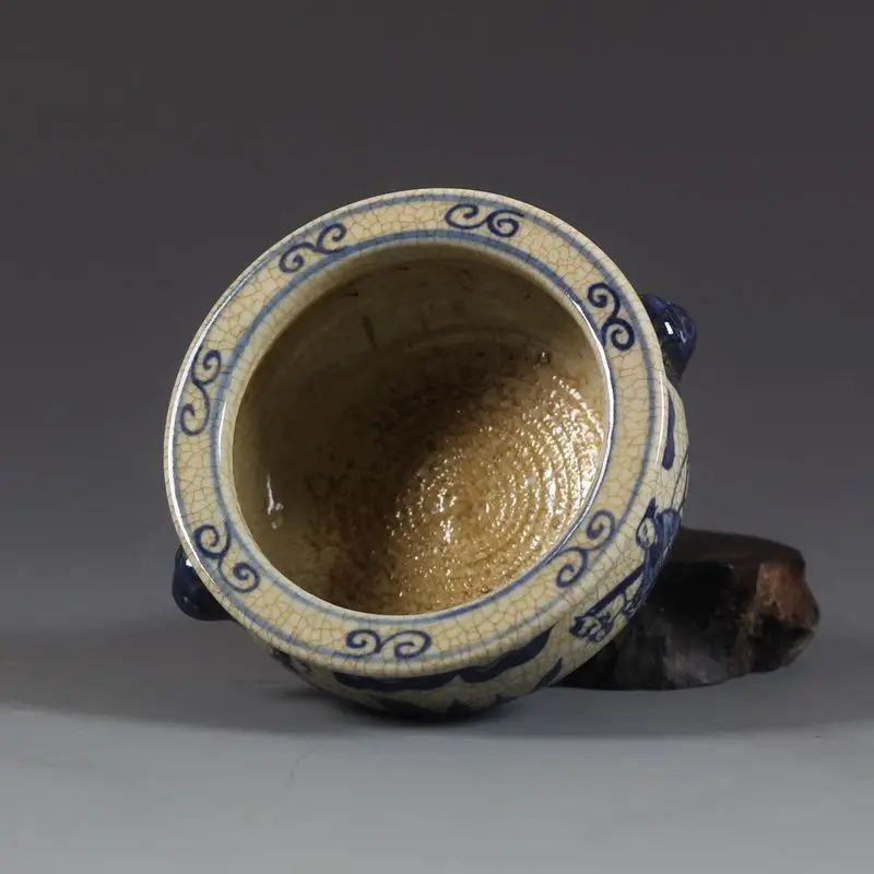 Античный Фарфор JINGDEZHEN династии Мин синий и белый узоры персонажа картина благовония печи