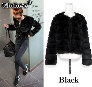 

2020 casaco de pele falso Office Lady Faux Fur Jacket Long-sleeve Winter Overcoat Girl's Fake Rex Rabbit Fur Outerwear L667