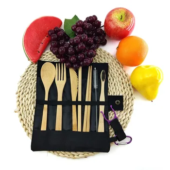 

Bamboo Utensils travel Cutlery Set Eco-Friendly Spoon Fork Chopstick Wooden Outdoor Reusable Biodegradable bamboo cutlery Set