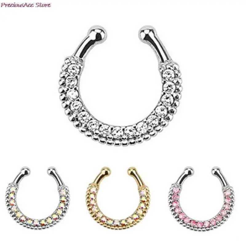 Женский u-образный клип на поддельный пирсинг для носовой перегородки горный