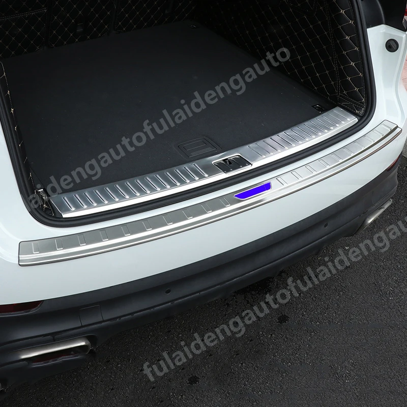 Для Porsche Cayenne серебристый/черный титан Автомобильный задний багажник бампер Защитная крышка защита отделка автомобиля Стайлинг