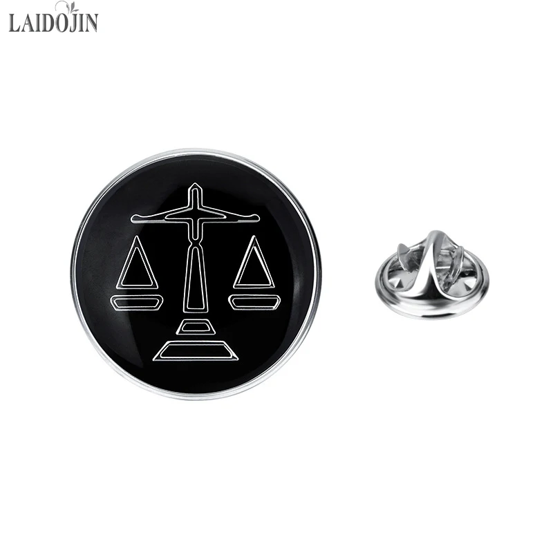 

Мужская/Женская Брошь на лацкан LAIDOJIN, черная круглая брошь с эмалью, в форме весы, украшение для одежды, Ювелирное Украшение для вечеринки,