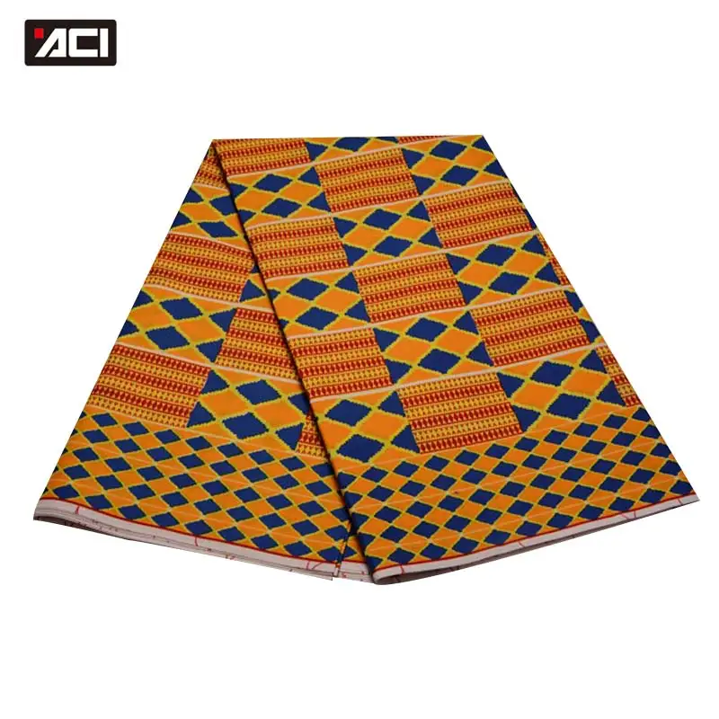 

ACI Cheaper Ghana Kente Ankara Fabric African Real Wax Print 6 Yards/Piece Polyester African Ankara Fabric Wax Tissu Africain