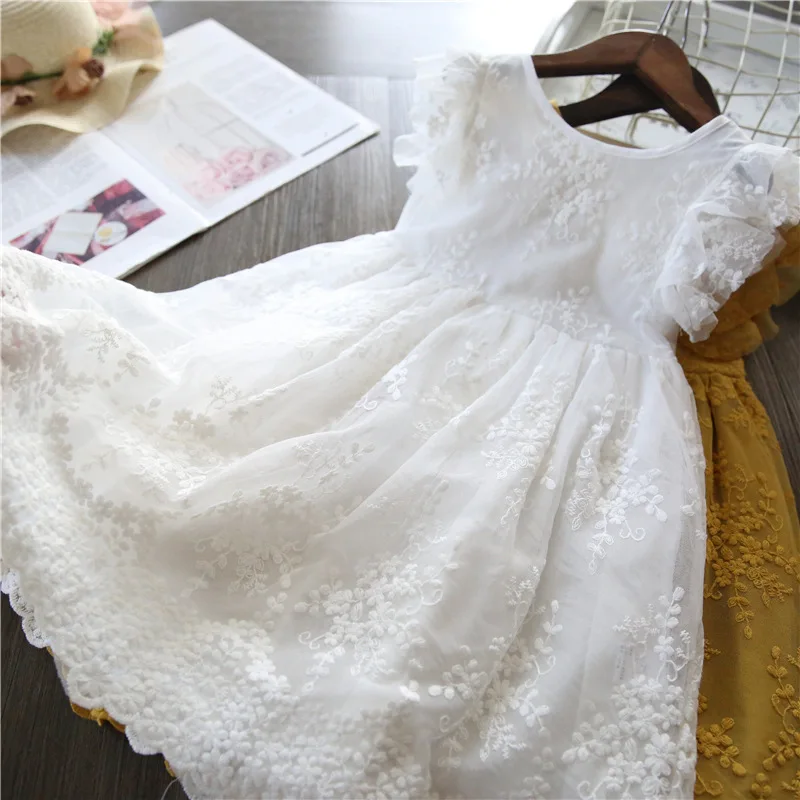 Летняя кружевная Детская одежда Детские платья принцессы для девочек, повседневная одежда платье с единорогом платье для девочек возрастом от 3 до 8 лет Vestido Robe Fille - Цвет: Style 1 White
