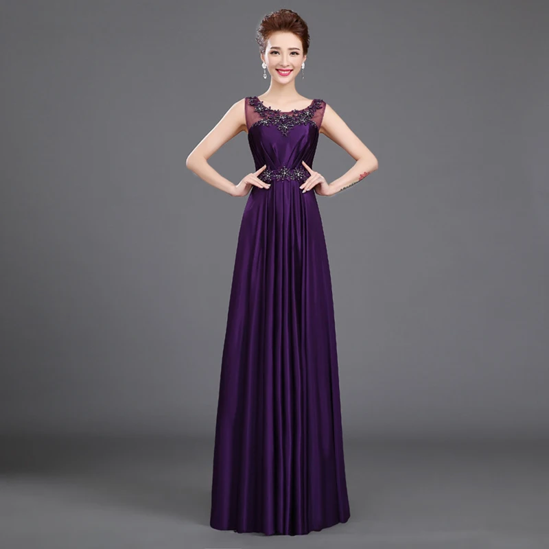 Prom Dresses Long 2021 O Neck Sleeveless Evening Gown A-Line vestido de fiesta de graduación purple prom dress