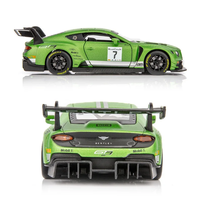 Моделирование Bentley GT3 гоночный сплав модель автомобиля детский звук и свет откатная игрушка гоночный - Цвет: Зеленый