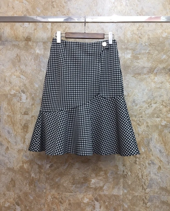 2019 en winter Herfst nieuwe vrouwen ruches met plaid weave decoratie en A-lijn rok 1013 2019 en winter Herfst nieuwe vrouwen ruches met plaid weave decoratie en A-lijn rok 1013