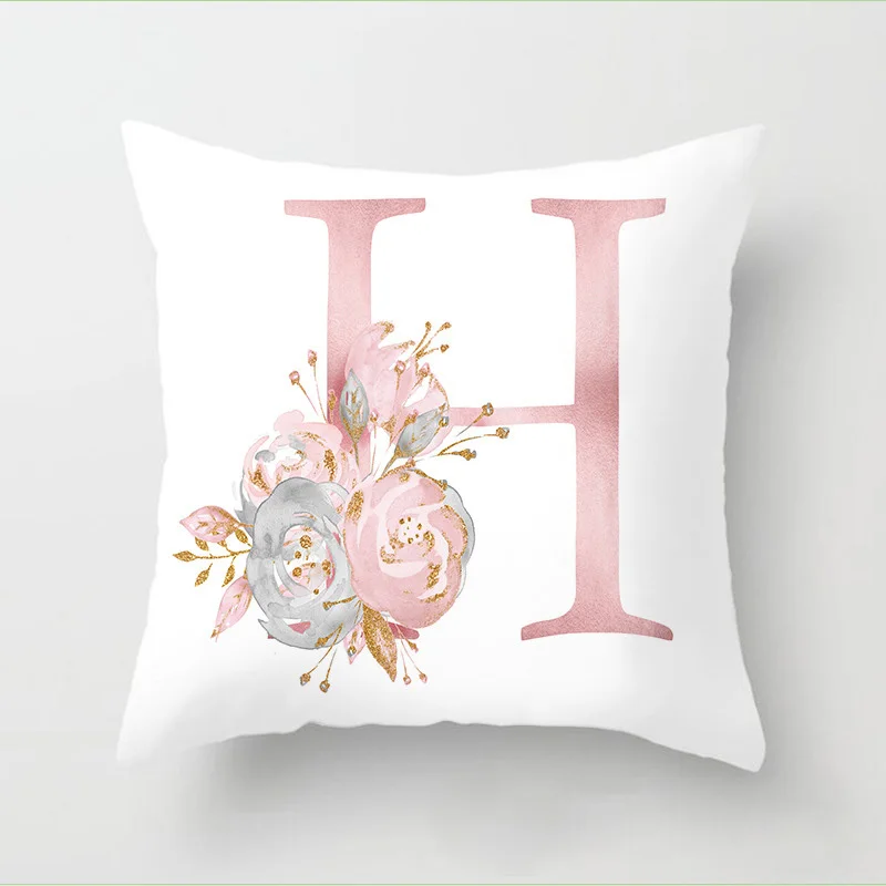 H7d260e7ebeb147bf8395a395df6b27e4h Pillow Letters Pink Floral Decorative Cushions Pillowcase Polyester Cushion Cover Throw Pillow Sofa Decoration Pillowcover 40835