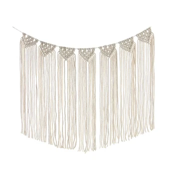 

Macrame Woven Wall Hanging Home Geometric Art Decor Beautiful Apartment Dorm Room Interior Decoration White