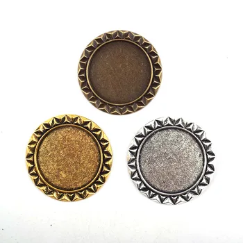 

10pcs/lot flat back brooch base antique silver/gold/bronze plated fit 30mm cabochon blank bases silver brooch base,diy jewelry