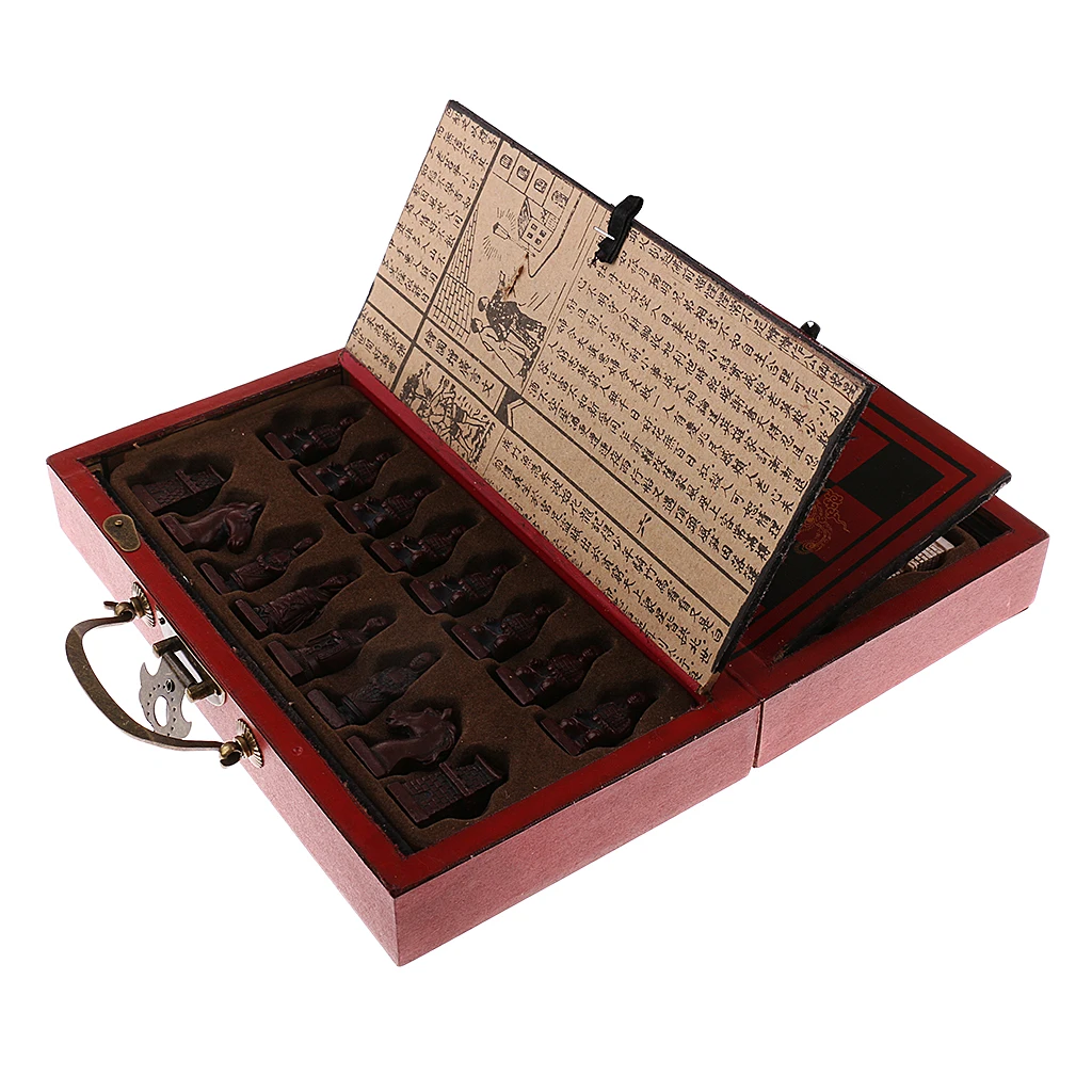 Folding Antique Chinese Chess Board International Chess Pieces Checker Set