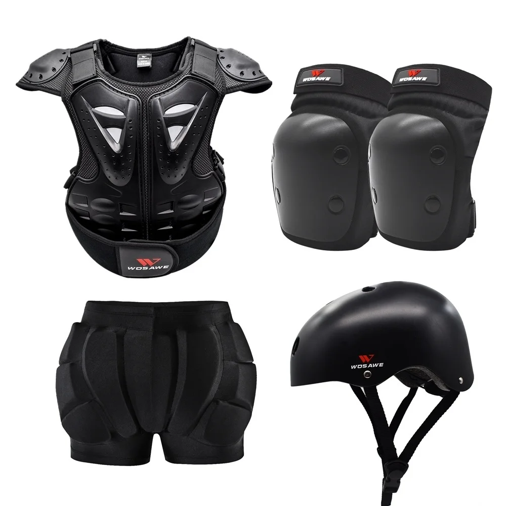 

WOSAWE Children Armor Jacket Motocross Armor Vest Body Chest Shoulder Back Gear Protective Hip Protector for Children Kids