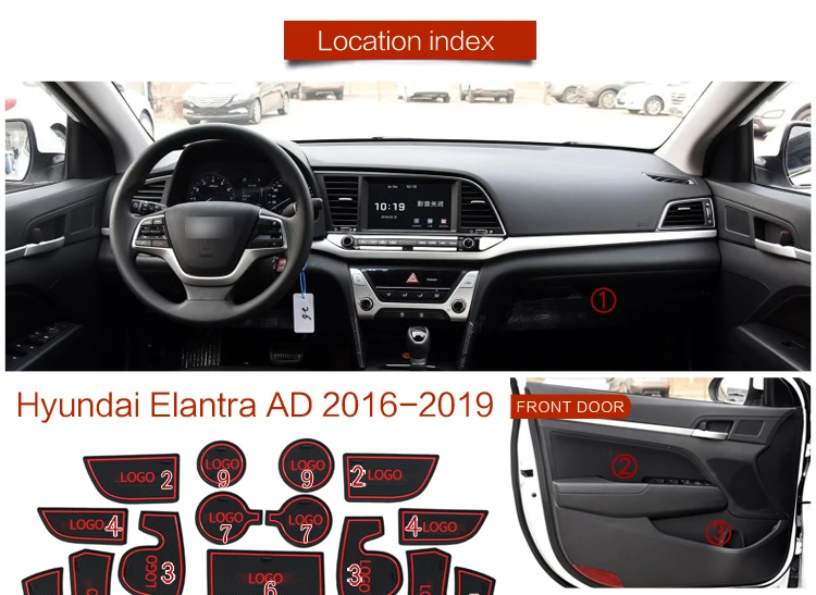 RKAC ворота шлифовальные маты для Hyundai Elantra MD AD 2011- межкомнатный дверной коврик чашка пылезащитные коврики водяные горки Нескользящие красный/белый