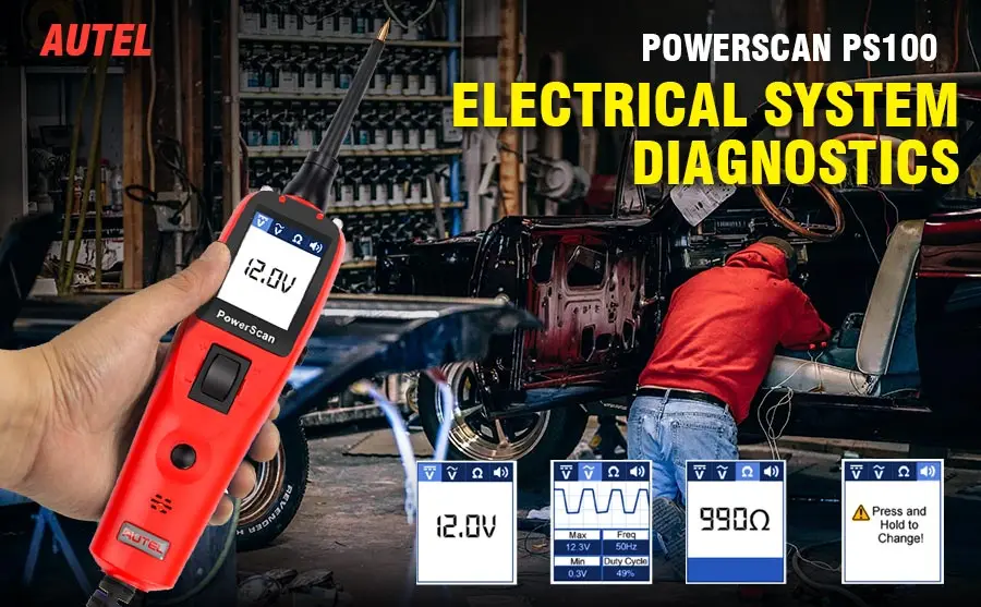Autel PS100 PowerScan электрическая система диагностический инструмент тестер автомобильного аккумулятора инструменты тестер аккумулятора